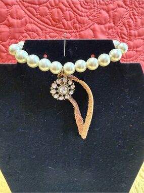 Lot 3 Pearl Bead Bracelet with Crystal Flower & Stars Pendant in Cream
